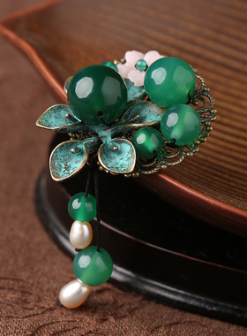 民族风绿色胸针女外m套大衣别针扣配饰围巾扣百搭披肩扣开衫扣装