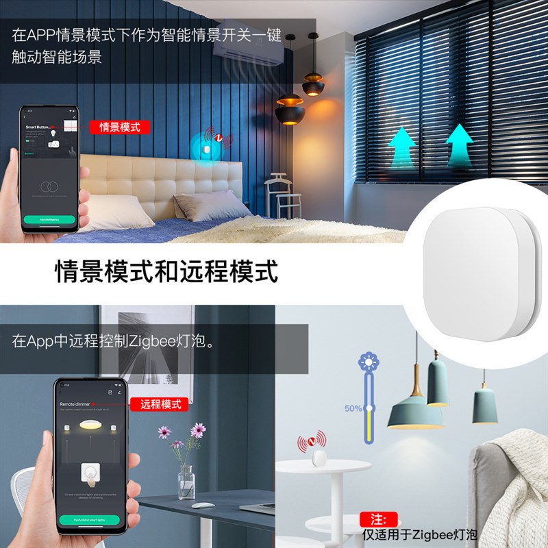 zigbede涂鸦智能家居场景开关1键调光随意贴app定时情景智能开关