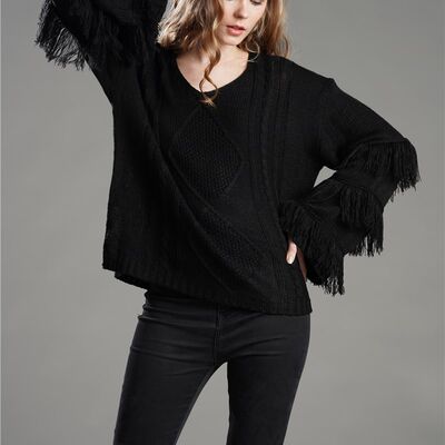 推荐2020 autumn Pullover women tassel OL solid color ins fas