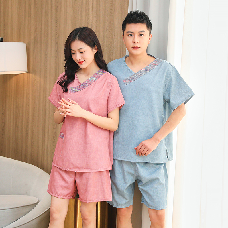 新款汗蒸服男女款情侣装贡缎桑拿服洗浴服大码加肥按摩服睡衣