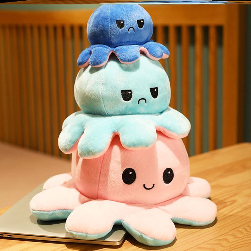 网红1pcs Reversible Octopus Plushie Fidget toy Flip Plush To