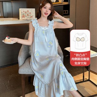 吊带家居服 2024新款 带胸垫睡裙女夏季 薄款 网红纯欲风甜美可爱无袖
