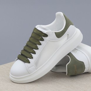 网面透气小白鞋男2025夏季百搭潮流厚底潮男板鞋内增高小白鞋男款