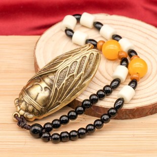 爆款黄铜知了一鸣惊人手把件金蝉手把件盘玩随身文玩实心桌面摆件