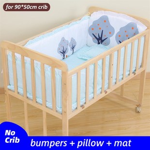 推荐5PCS Cotton Baby Crib Bedding Set with Bumper Newborn Ba