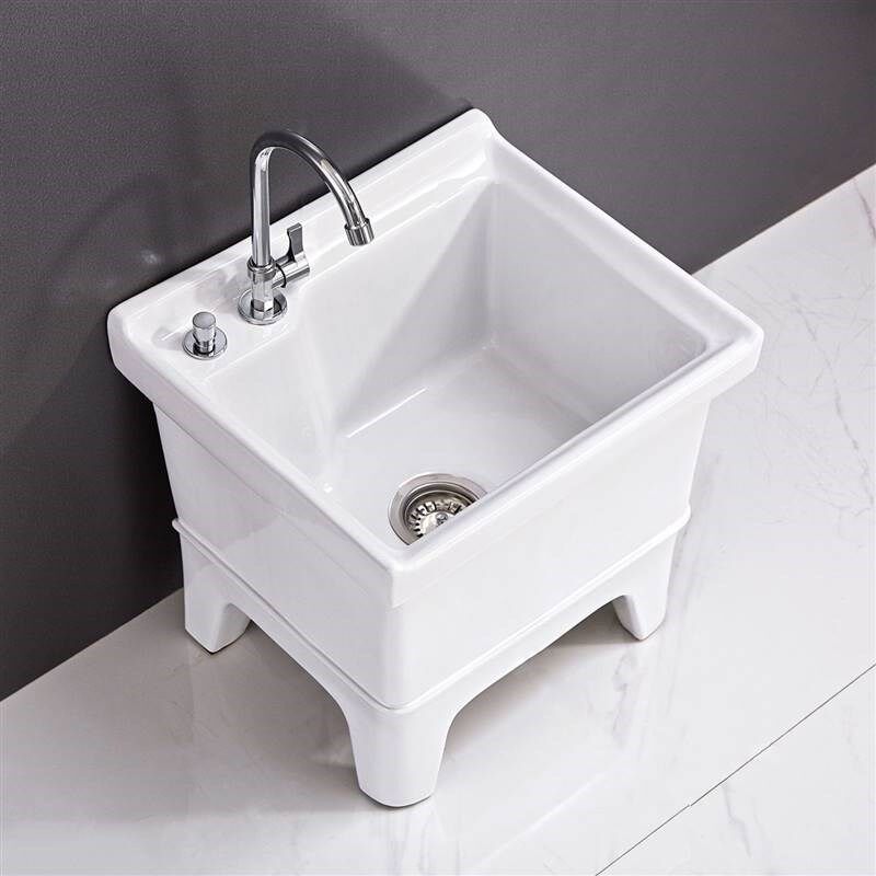 阳台拖把池高脚拖布池商用落地式家用卫生间洗墩布池地盆陶瓷