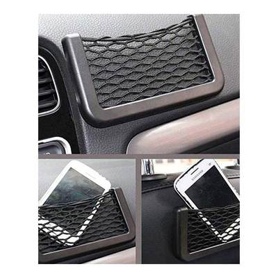 速发niversal Black Car Net Bag Phone Holder Storage Pocket O