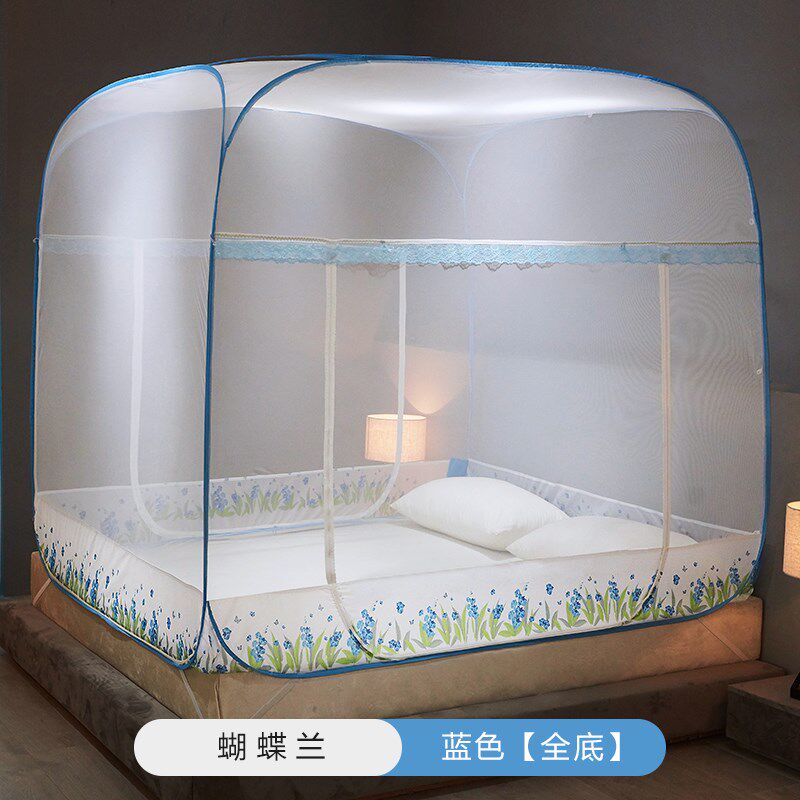 蒙古包蚊帐三门h免安装1.2米床公主方顶加密1.5/1.8m床双人