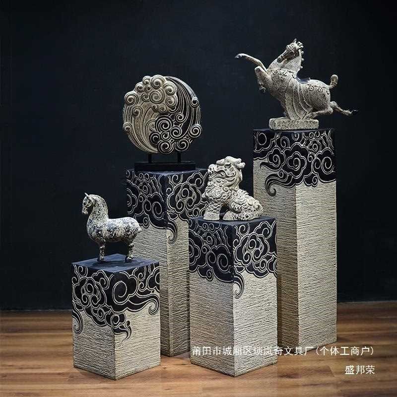 软装柱新中式摆件门口入户展示祥云落地茶室柱玄关底座装饰客,家居饰品,落地摆件,淘宝优惠券,粉丝福利购,淘宝优惠卷