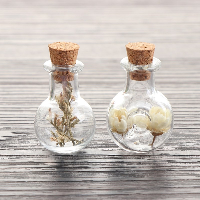 推荐5pcs/pack Mini Glass Cork Bottles Empty Sample Jars Wish