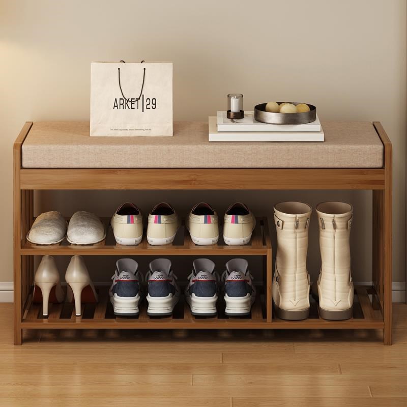 换鞋凳家用门口鞋架简易客厅简约多功能防尘带门实木鞋柜坐凳一体