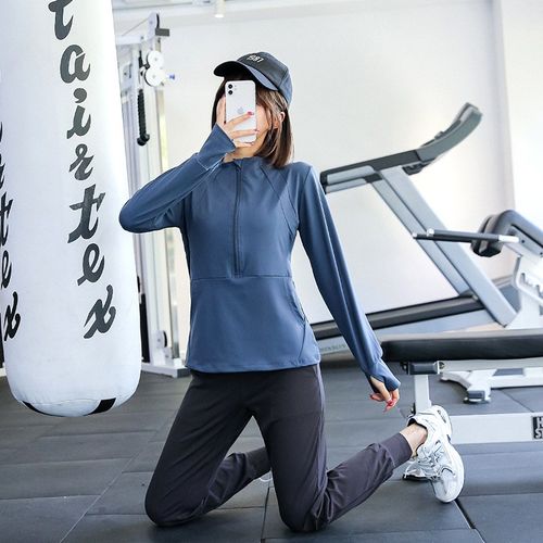 2024春夏速干运动套装女跑步锻炼瑜伽服长袖健身服弹性休闲胖mm