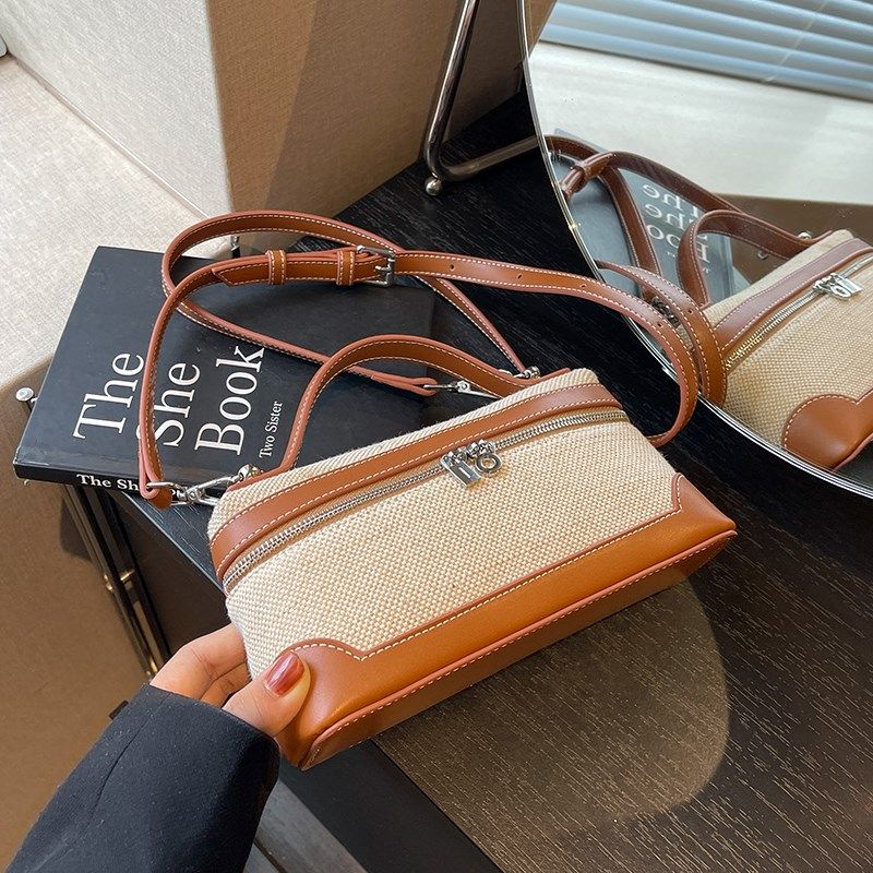 高级感帆布包包女2023新款小众设计斜挎包网红爆款手提水桶包