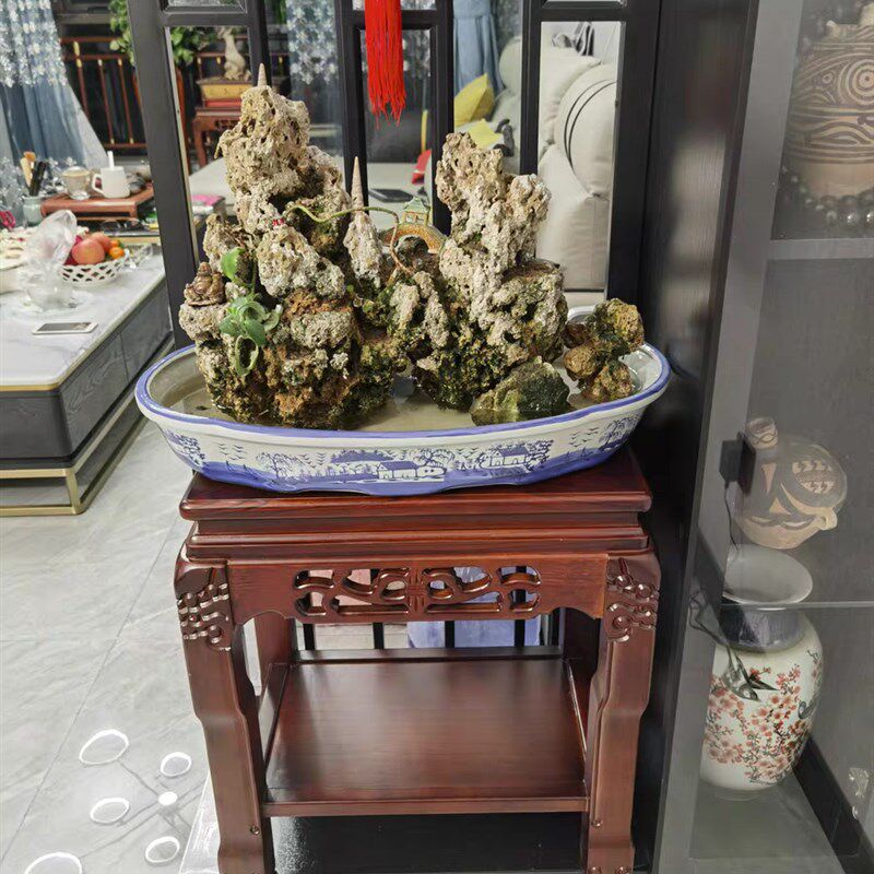 超承重奇石架实木客厅室内花架大型盆景架鱼缸架艺术品底座置物架