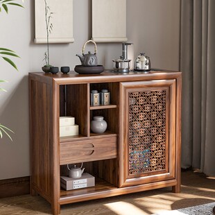 实木茶水柜餐边柜茶桌边柜新中式客厅一体茶柜小型煮茶储物收纳柜