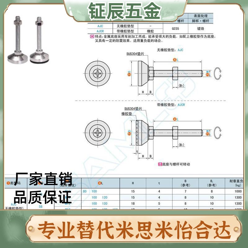 AJC脚杯AJCR-D48/58/78/98/118-M10/12 /16 /20-L80/100/120/150