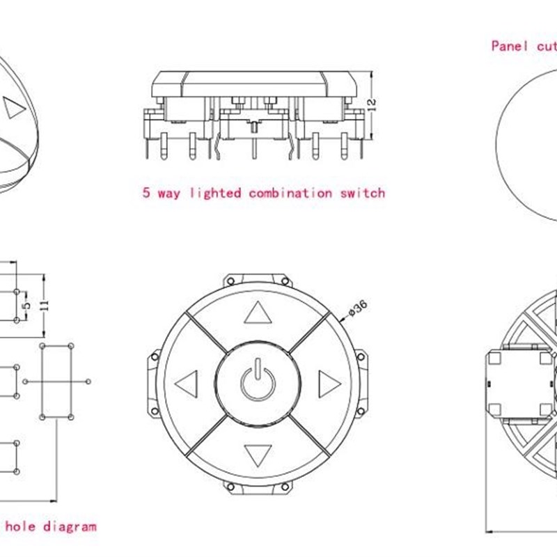 1set A14 cap 5 way direction Combination switch with Arrow O