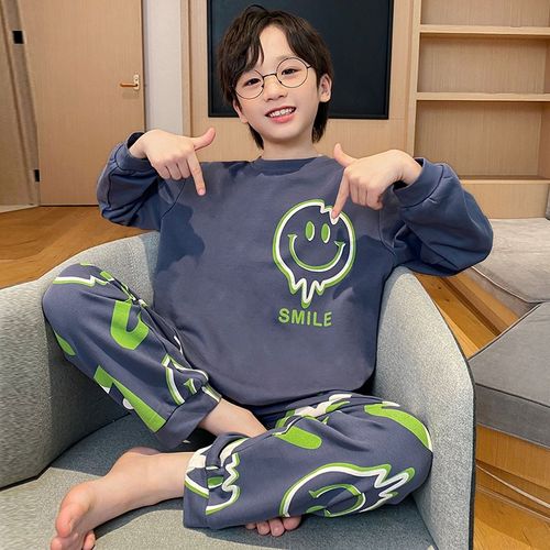 2024款儿童睡衣男童春秋季长袖薄款纯棉大童青少年学生家居服套装