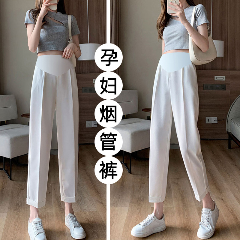 孕妇裤子春秋款外穿时尚垂感九分裤夏季薄款直筒显瘦秋.季休闲西