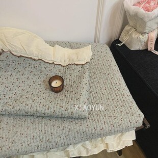 法式 通用 纯棉床盖三件套裙边高级全棉夹棉床单榻榻米炕单防滑四季