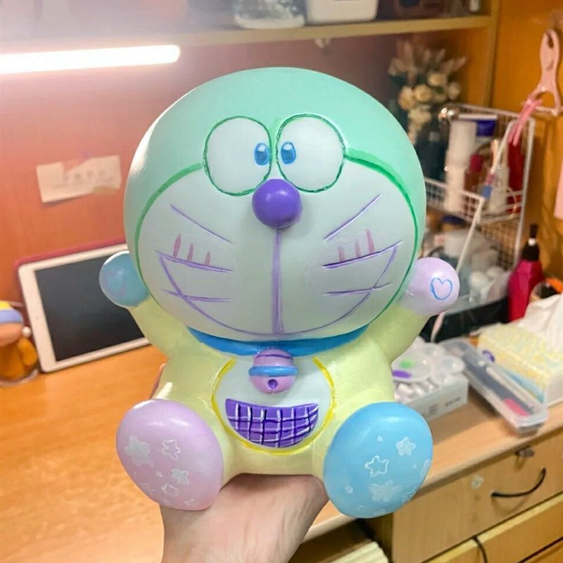 速发多啦A梦可爱叮当猫石膏娃娃白胚儿童上色彩绘非搪胶机器猫模