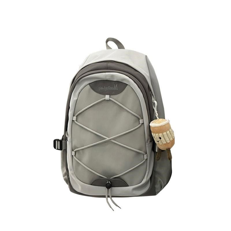 山系户外风徒步双肩包女大容量设计感小众轻便书包高中女生高级灰