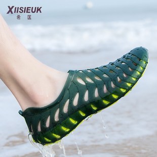 男款凉鞋子雨天可泡水下水防撞游玩鞋外穿无磨脚洞洞塑胶鞋女拖鞋