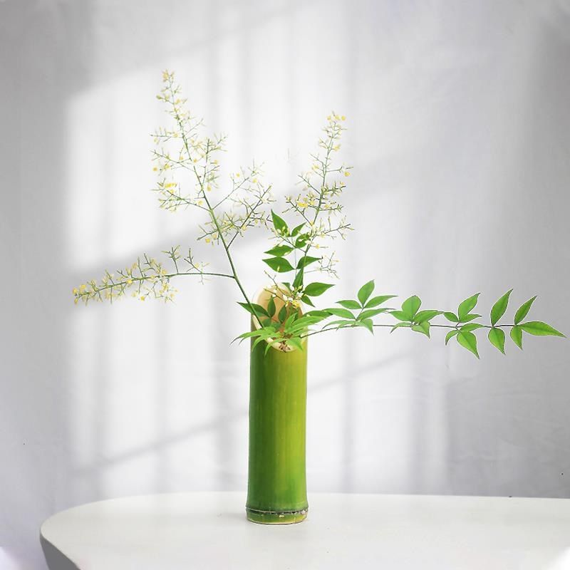 新中式环创竹筒插花瓶摆件新鲜绿色竹节竹管小竹子花艺摆件竹筒花,特色手工艺,竹编/竹雕,淘宝优惠券,粉丝福利购,淘宝优惠卷