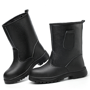 冬季 男钢包头防砸防刺穿防水溅 劳保靴子高筒高帮油田电焊工地棉鞋