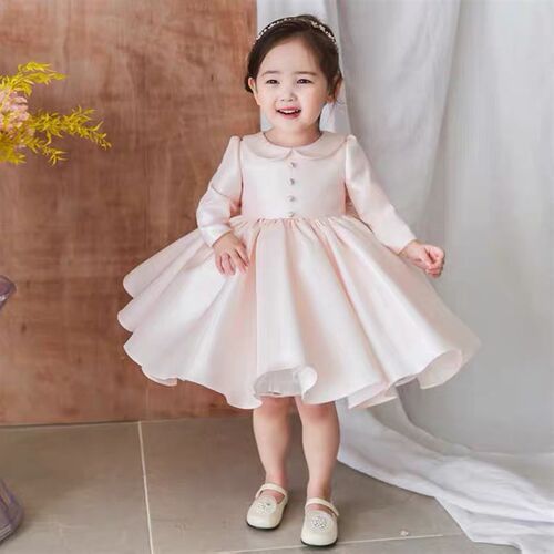 儿童花童晚礼服女童婴儿周岁公主裙蓬蓬生日主持表演出服长袖秋冬
