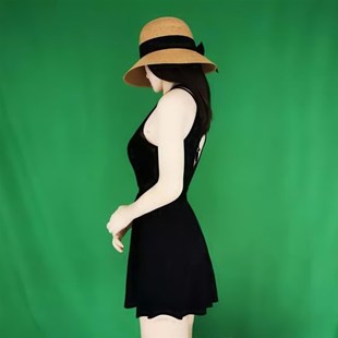 温泉泡澡服泳装 泳衣女裙式 连体大小胸钢托聚拢遮肚显瘦平角如厕版