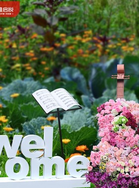 仿真大提琴钢琴雕塑金属铁艺乐器字母艺术摆件户外园林景观装饰品