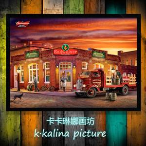 酒吧装饰画欧洲老海报有框客餐厅咖A啡馆怀旧复古组合壁挂画DP241