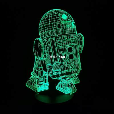 速发New Action Figure 7colors Robot R2D2 3D Visual LED Night