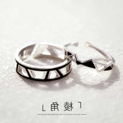 臻潮棱角情侣戒指一对日s韩简约七夕礼物人气风食指冷淡对戒潮