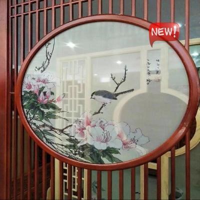 木雕花格用无框尺寸装饰半透丝绢图案乔其纱纱画画芯定做屏风