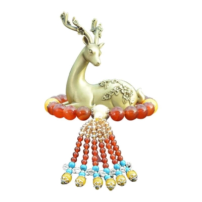 速发铜鹿车内饰品一路汽车摆件车G载车上装 饰一鹿摆饰男女