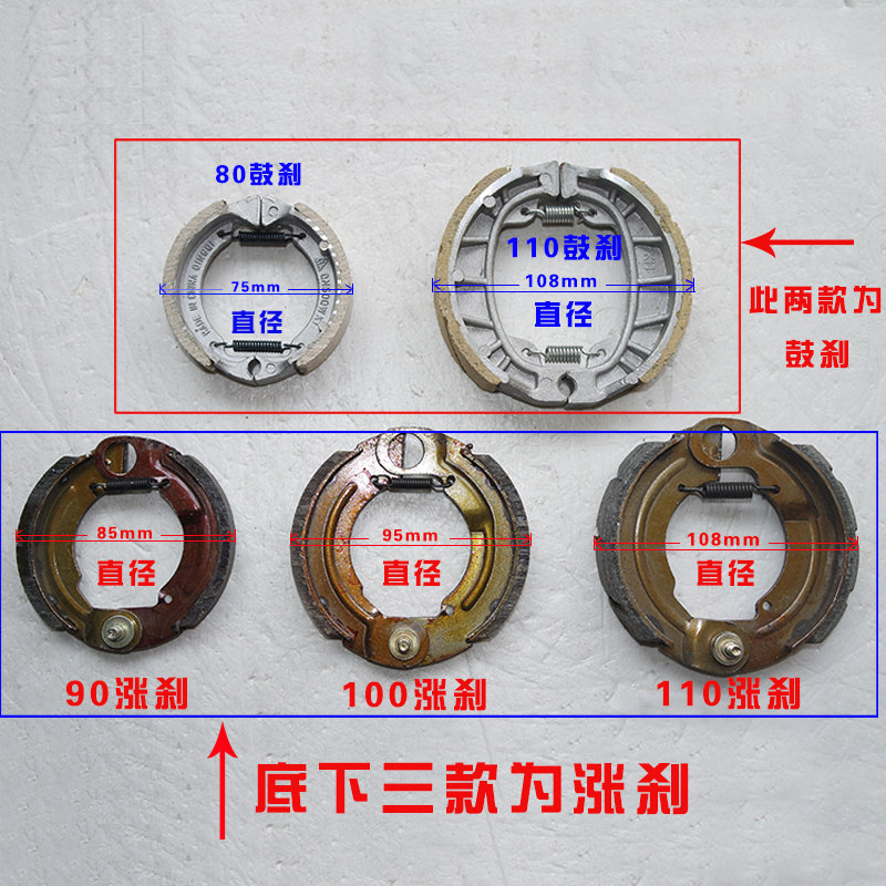 热销电动车90后涨刹块 100后涨刹块 110后涨刹皮 80前鼓刹块 110