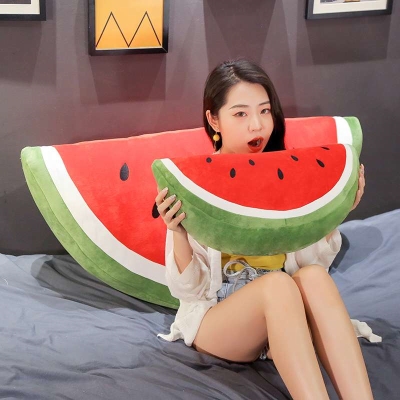 創意可愛半圓e形大西瓜水果抱枕公仔毛絨玩具玩偶布娃娃送女生禮