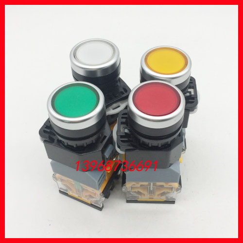 上海明尔电器 圆钮LA38 LA125BB-11D/ *203 带灯平头瞬动按钮开关
