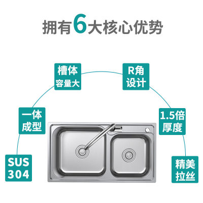 法奥卫浴套装304不锈钢厨房洗菜盆水槽双槽 洗碗盆洗菜盆