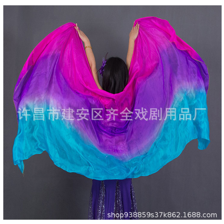 真丝肚皮舞丝巾纱巾舞蹈练习道具用纱巾色渐变色舞蹈手抛纱巾