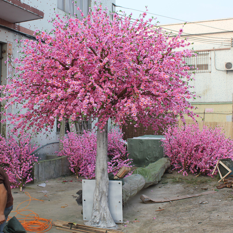 仿真桃花树粉色樱花树仿真假树商场户外摆件人造花装饰树