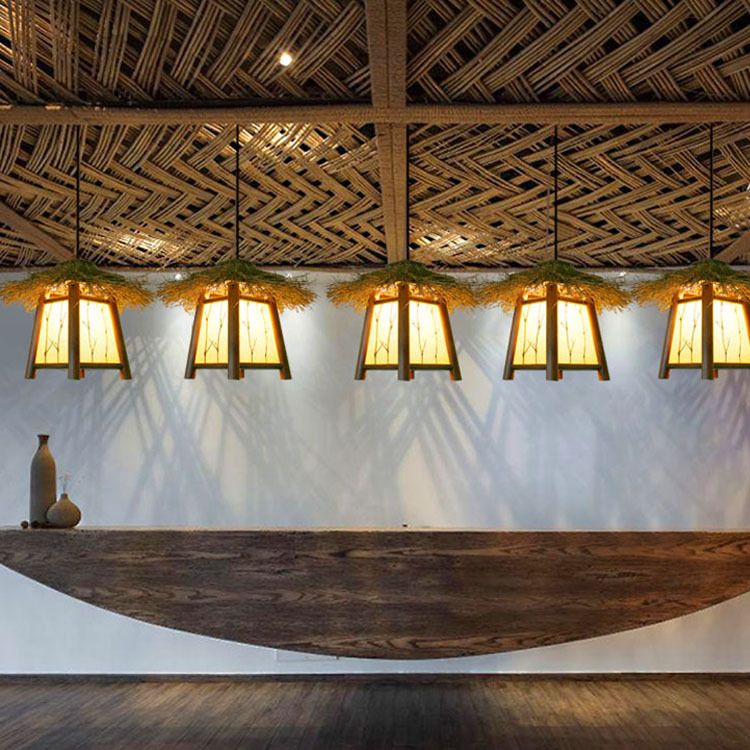 直供竹编吊灯创意个性过道竹屋灯日式餐厅竹编吊灯可定制