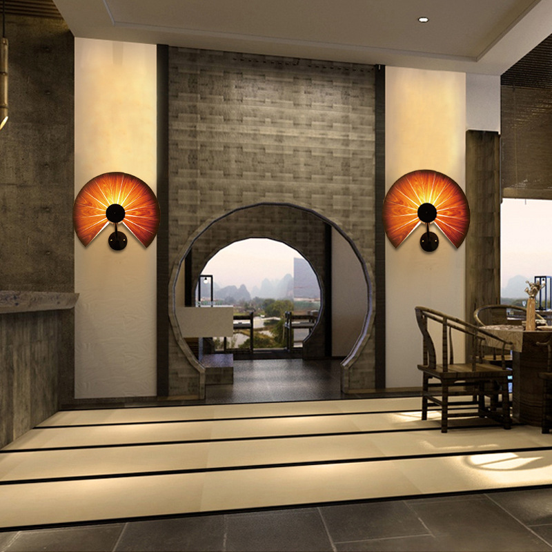 复古中式实木壁灯客厅卧室中国风灯具酒店别墅客栈走廊仿古墙壁灯