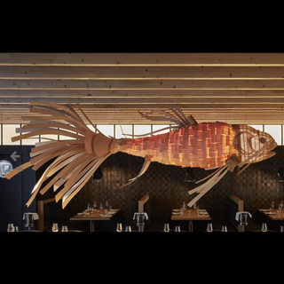 新中式鱼形吊灯灯中式木皮鱼型大吊灯售楼部特色创意工程木皮吊灯