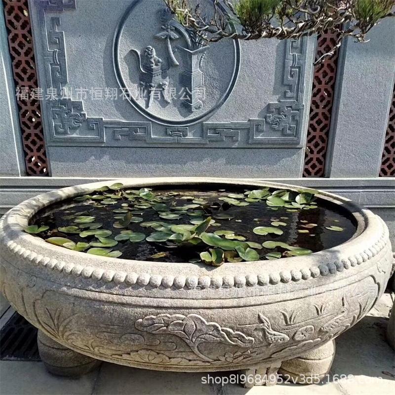 白石头鱼缸雕刻石雕花盆景观石树池摆放园林装饰石材