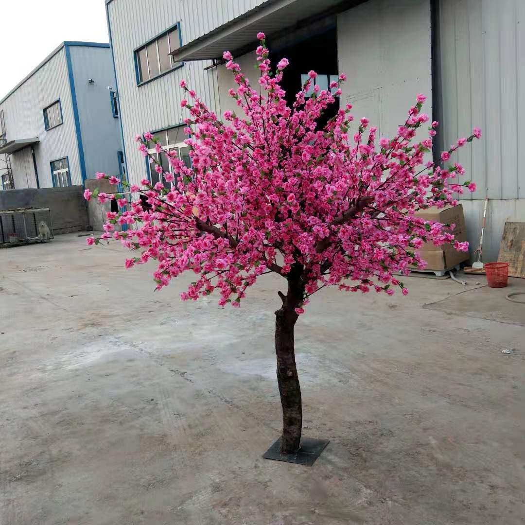 仿真桃花树假桃树仿真花客厅室内商场婚庆展会装饰落地假树