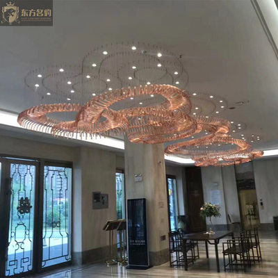 异形酒店售楼部非标工程吊灯造型设计酒店水晶吊灯