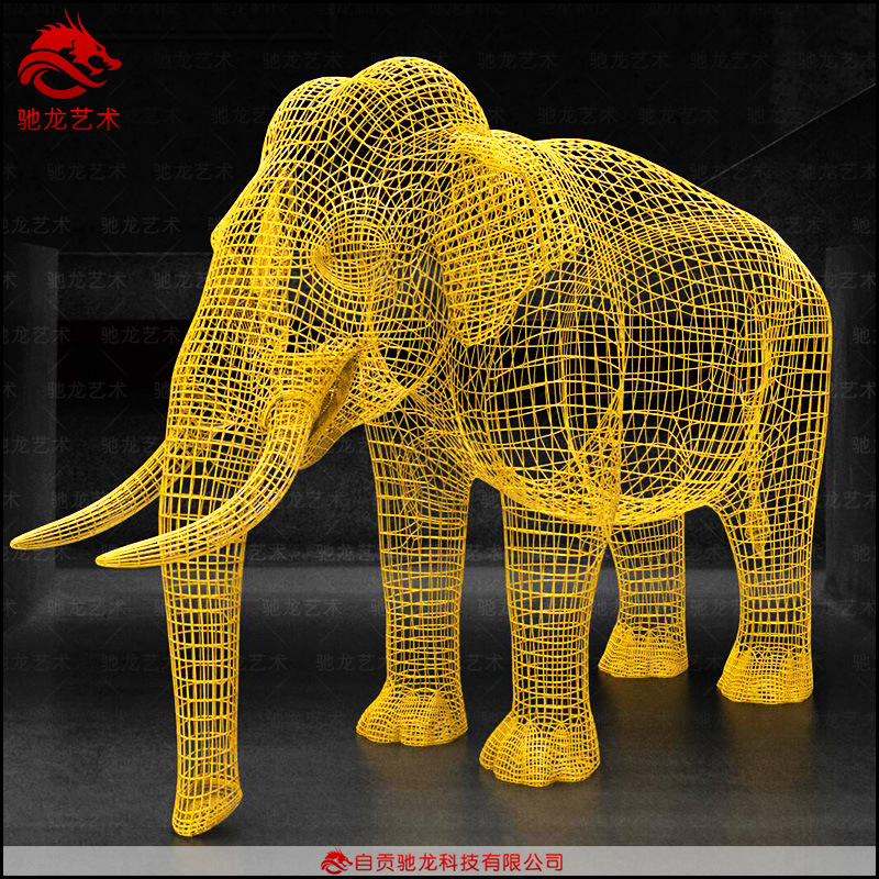 企鹅铁艺镂空雕塑不锈钢艺术编织摆件定制商场广场美陈铁丝装置